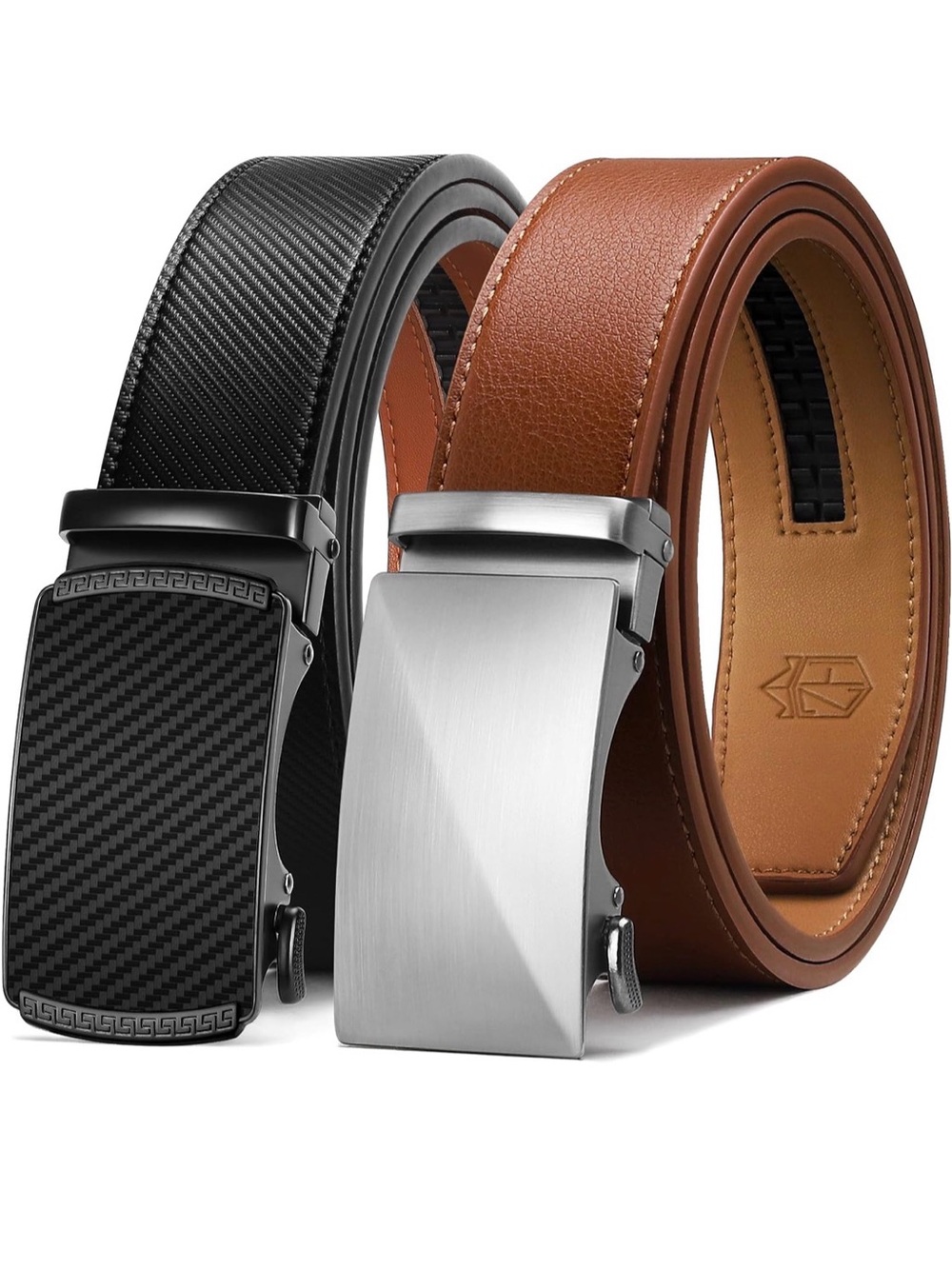 Reversible Leather Ratchet Belt Set - Black & Brown